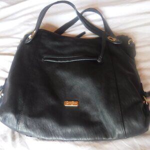 Jessica Simpson Womens Faux Leather Black Shoulder tote Purse Pre Owned